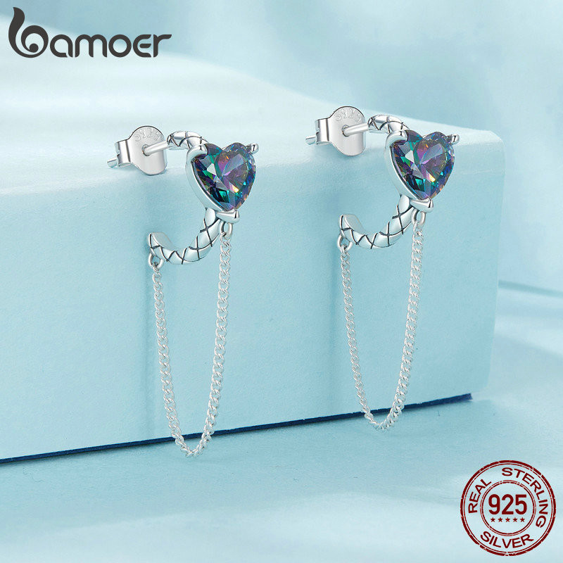 Bamoer 925 Sterling Sliver Bông Tai Thiết Kế Đầy Sao Quà Tặng Trang Sức Cho Nữ