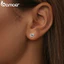 Bamoer 925 Sterling Sliver Bông Tai Thiết Kế Trái Tim Trang Sức Quà Tặng Cho Nữ