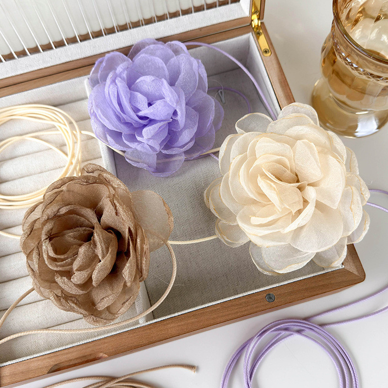 Nhiều Màu Hoa Hồng Phối Ren Vòng Cổ Pháp Nguyên Chất Desire choker Cổ Vòng Cổ Xương Cổ Dây Xích Phụ Kiện