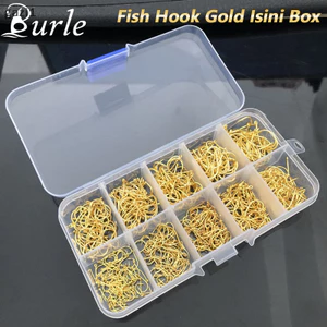100 Chiếc Móc Câu Cá Iseini Vàng 100 Cái / Hộp Thanh Toán Ống Đen Iseini Áp Lực Chân W / Vòng Tròn / Barbs Boutique