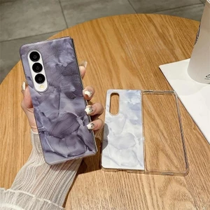 Tranh Sang Trọng Nhiều Màu Sắc Đá Cẩm Thạch Dành Cho Samsung Galaxy Z Fold 5 4 3 PC Cản Mờ Cứng Acrylic Chống Sốc Bao Lật 5 Coque