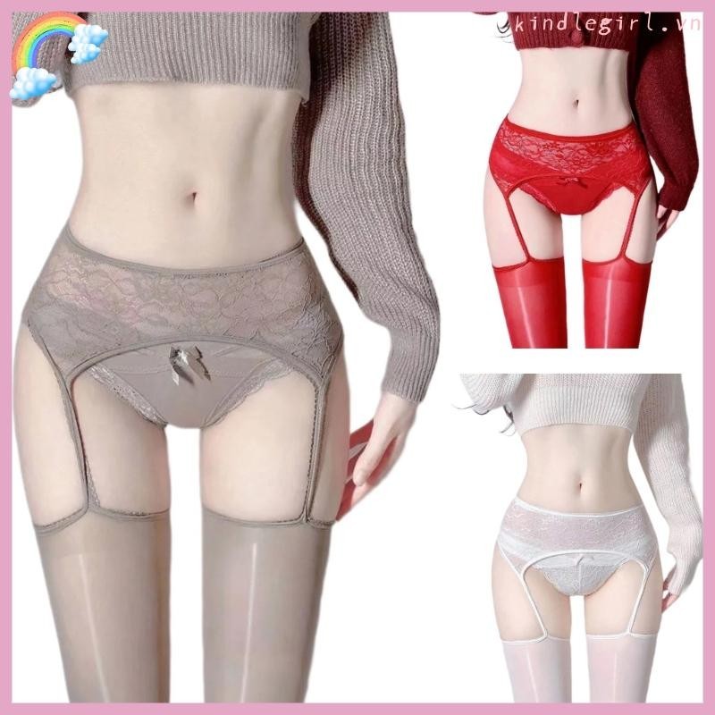Vua Nữ Dầu Chắc Chắn Đùi Quần Vớ Có Ren Garter Thắt Lưng Mở Đáy Nhìn Xuyên Qua Quần Lót
