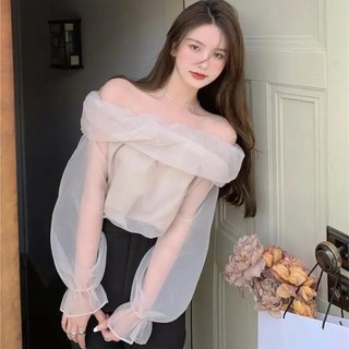 Áo Sơ Mi Một Vai Mùa Hè Phong Cách Mới Slim-fit Áo Thun Gạc Dài Tay Tắt @ -