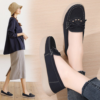 Giày Moccasin Nữ Da Thật Thoáng Khí Giày Dép Đế Mềm Thoải Mái Chống Trơn Trượt Sẵn Sàng Giao Hàng Với Giày Nữ Còn Hàng Miễn Phí Vận Chuyển