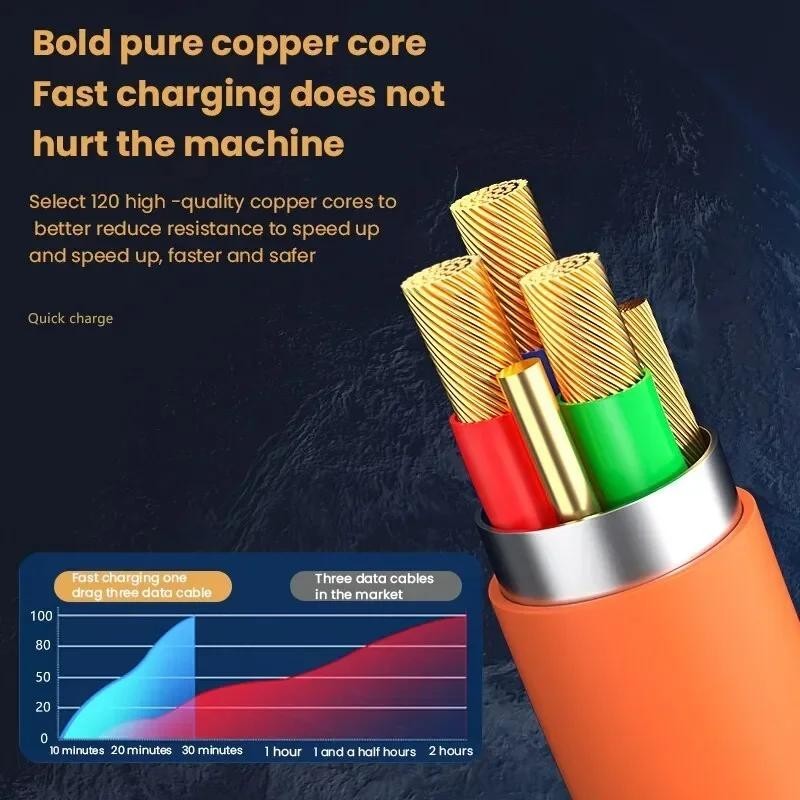 Cáp sạc nhanh 3 trong 1 120W 6A Micro USB tương thích cho cáp sạc iPhone cho Samsung Sạc điện thoại Cáp USB