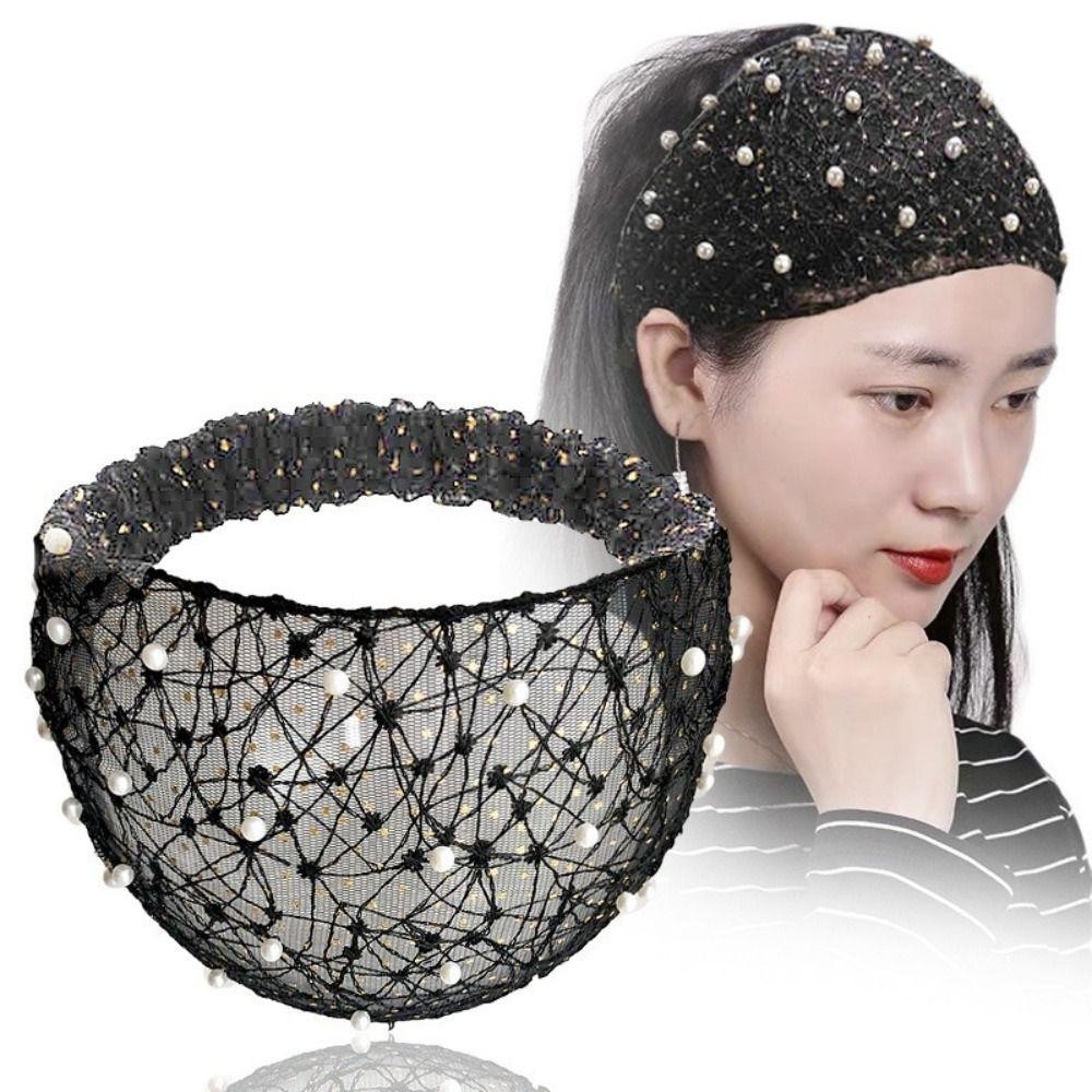 Dây buộc tóc TRACELIOIAN, Băng đô cạnh rộng rửa mặt, Khăn trùm đầu co giãn ren thanh lịch Phụ kiện tóc trắng cho Dance Biker