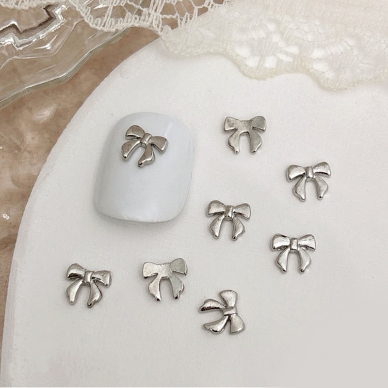 ⚝⚝Richh Thanh Lịch 20 Chiếc 3D Kim Loại Nơ Móng Tay Quyến Rũ Cho Nữ Bé Gái DIY Phụ Kiện Móng Tay