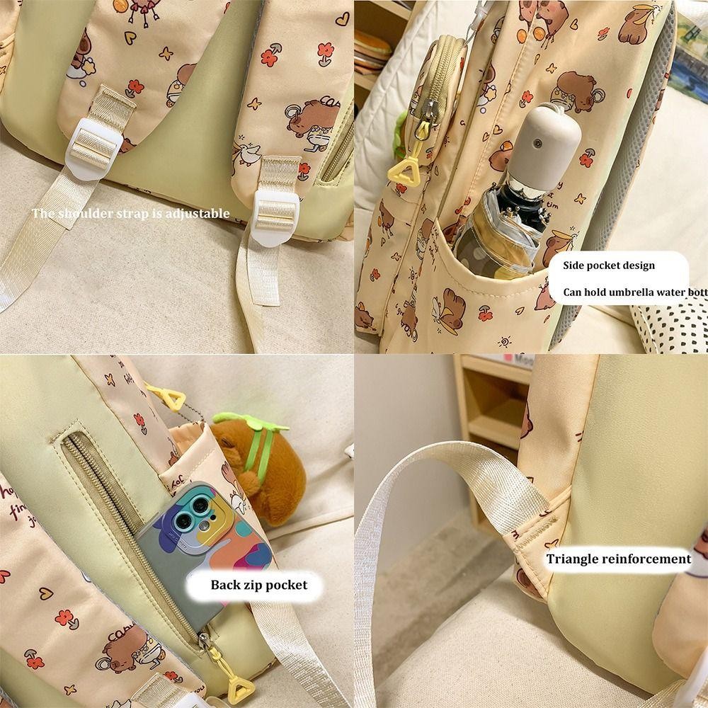 HOBBYIN Capybara Túi Đi Học, Ba Lô Capybara Hoạt Hình Nhẹ, Kawaii Dung Tích Lớn Chống Nước Học Sinh Schoolbag Bé Gái