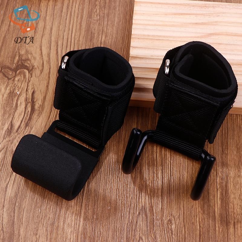 [Dta] Móc thép chắc chắn có thể điều chỉnh Dây đeo nâng tạ Tập thể dục Thể dục Hỗ trợ cổ tay màu đen Dây nâng VN