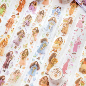 Enwei 37.5mm * 2m [Bó hoa Girl Series] Tạp chí đáng yêu Băng keo PET Washi Băng Scrapbooking Chất liệu Sổ lưu niệm Bộ sổ lưu niệm