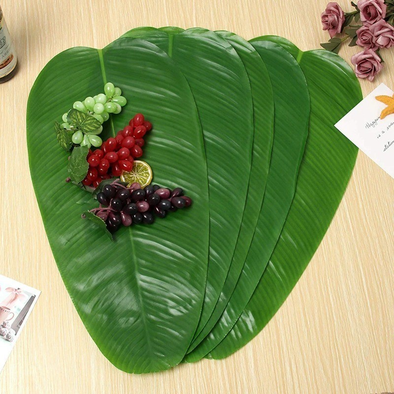Dành Cho Chủ Đề Bãi Biển Rừng Hawaii - Mô Phỏng Trang Trí Bàn Nhiệt Đới - Thảm Bộ Đồ Ăn Lá Chuối Nhân Tạo - Tấm Lót Lá Cây Cọ Chống Thấm Nước - Đồ Dùng Tiệc Cưới Tại Nhà