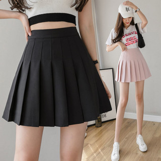 Váy xếp ly eo cao ngắn nữ phong cách Preppy Hàn Quốc kẻ sọc màu trơn chống chói