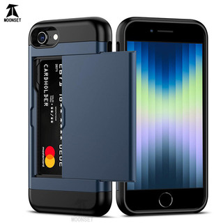 Dành Cho iphone 6 7 8 Plus / SE 2020 / 2022 Ốp Lưng Ví Đựng Thẻ ID Khe Cắm Cửa Trượt Túi Ẩn Chống Trầy Xước Hai Lớp Bảo Vệ Vỏ Cứng TPU Ốp Lưng