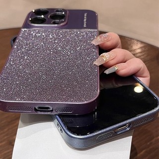 Ốp Điện Thoại Lấp Lánh Sang Trọng Bling Cho IPhone 15 Pro Max 13 14 Pro Max Vỏ Kim Loại Bảo Vệ Ống Kính Vỏ Chống Sốc