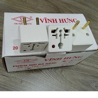 (HCM) Ổ cắm nối chuyển đổi đa năng phi 5, 2 chấu vào và 3 chấu ra có đèn báo. Hàng chính hãng
