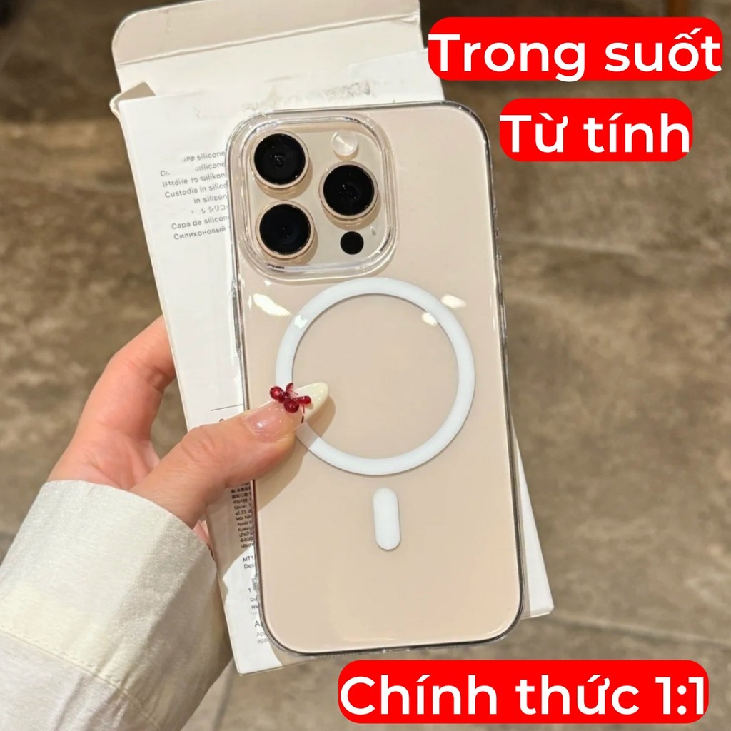 Trong suốt [chính thức 1: 1] Silicon lỏng từ tính cho iphone 17 / 16 / 15 / 14 / 12 / Pro / Pro Max / Plus / Vỏ điện thoại Air Hoạt hình bật lênEquipped