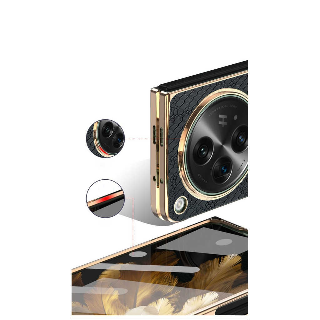 Ốp YJD Cho OPPO Find N3 Flip N2 Flip Cổ Điển Họa Tiết Rắn Da Mạ Điện Cạnh Chống Rơi Vỏ Điện Thoại