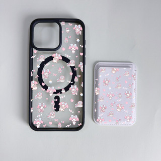 Ốp Ví Họa Tiết Giai Điệu Màu Hồng Cho iPhone 11pro 12 13promax 15pro 15promax 14 14promax 14pro 16 pro max 16 plus Ốp điện thoại Ví
