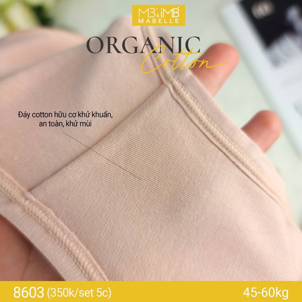 Quần lót nữ cotton hữu cơ MB Mabelle 8603 - Basic Organic 100%, siêu mềm mại, khử khuẩn - Set 5c