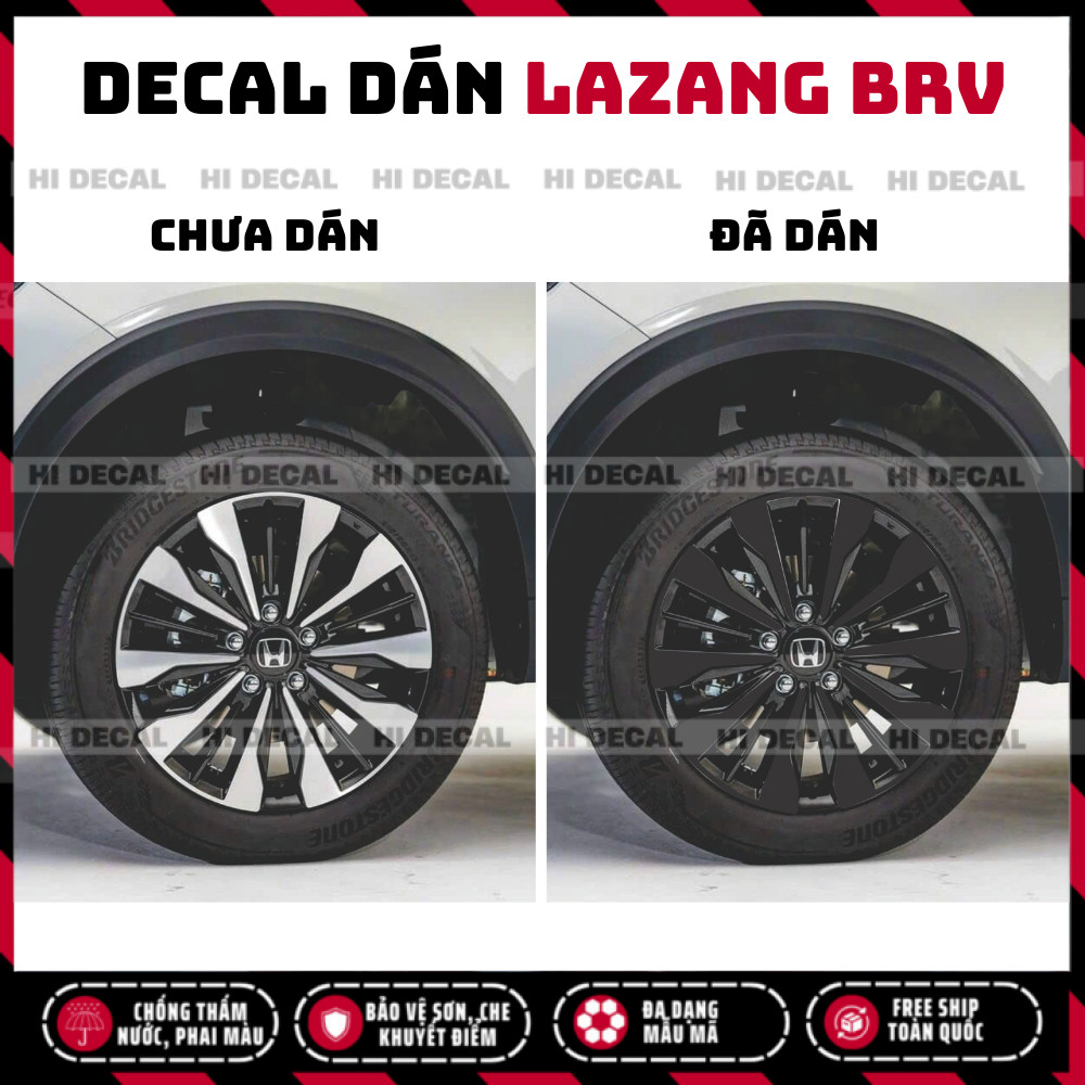 Tem dán mâm BRV, Decal lazang BRV trang trí tạo điểm nhấn