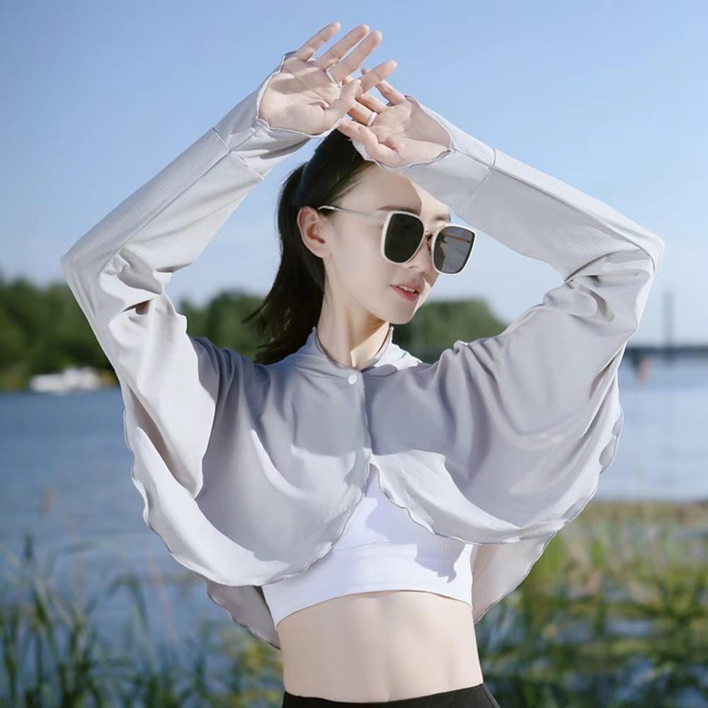 Áo len Cardigan nữ che nắng FEDAOG, Khăn choàng chống nắng dài tay thoáng khí cho nữ, Áo choàng ngắn thông thường màu trơn mùa hè ngoài trời