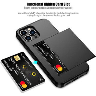 Dành Cho iphone 11 Pro Max / 12 Pro Max Ốp Lưng Ví Đựng Thẻ ID Khe Cắm Cửa Trượt Túi Ẩn Chống Trầy Xước Hai Lớp Bảo Vệ Vỏ Cứng TPU Ốp Lưng