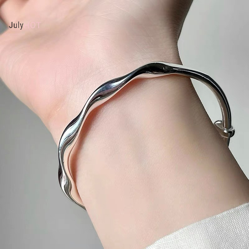 Julyhot Vòng Tay Xoắn Mới Lắc Tay Nữ Sóng Bề Mặt Sáng Ins Thời Trang Đẩy Kéo Có Thể Điều Chỉnh Lắc Tay Trang Sức Y2K Phụ Kiện Massivedeals