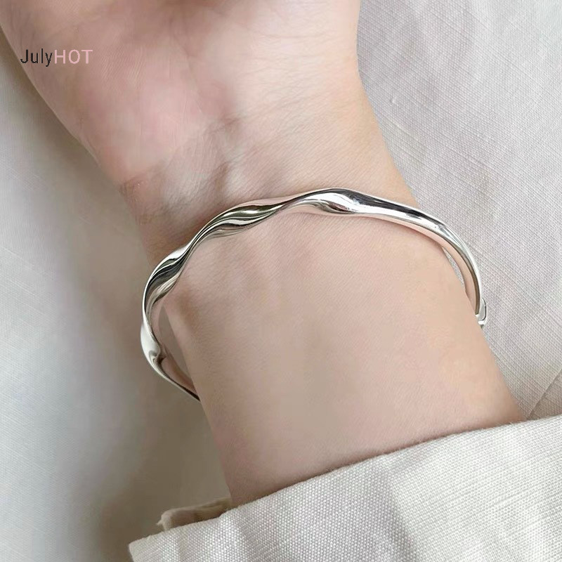 Julyhot Vòng Tay Xoắn Mới Lắc Tay Nữ Sóng Bề Mặt Sáng Ins Thời Trang Đẩy Kéo Có Thể Điều Chỉnh Lắc Tay Trang Sức Y2K Phụ Kiện Massivedeals