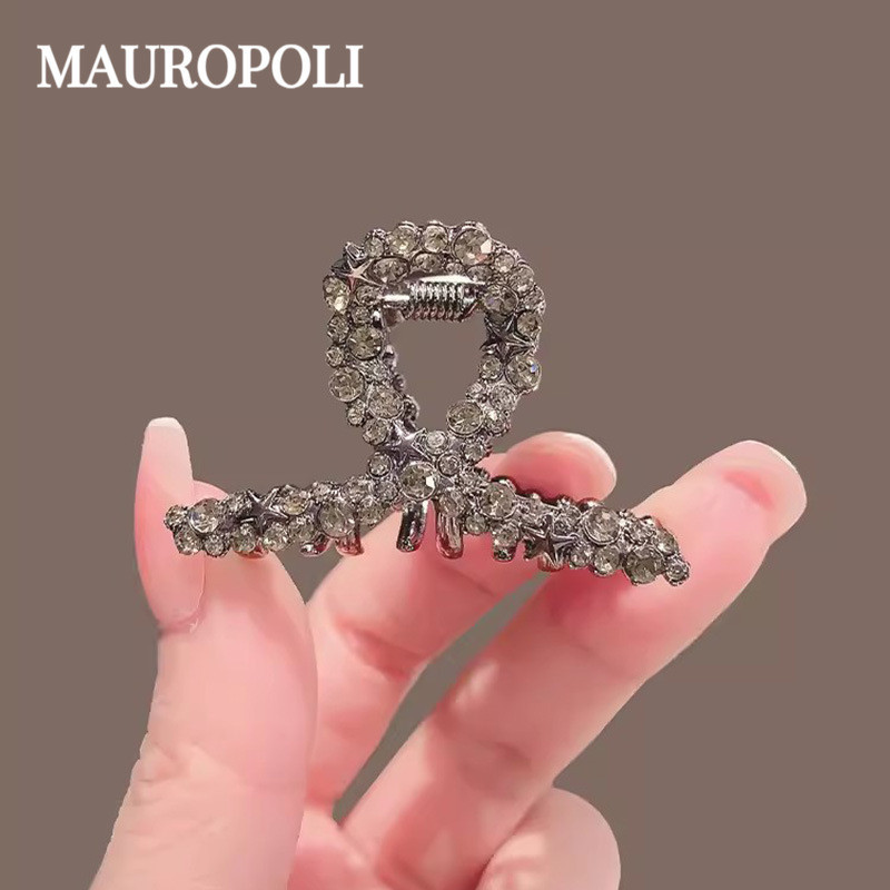 Mauropoli [Sẵn Sàng] Kẹp Kim Cương Giả Đen Nữ Cao Cấp Phù Hợp Với Kẹp Tóc Tinh Tế Khối Lượng Nhỏ Kẹp Tóc Kim Loại Mũ Đội Đầu