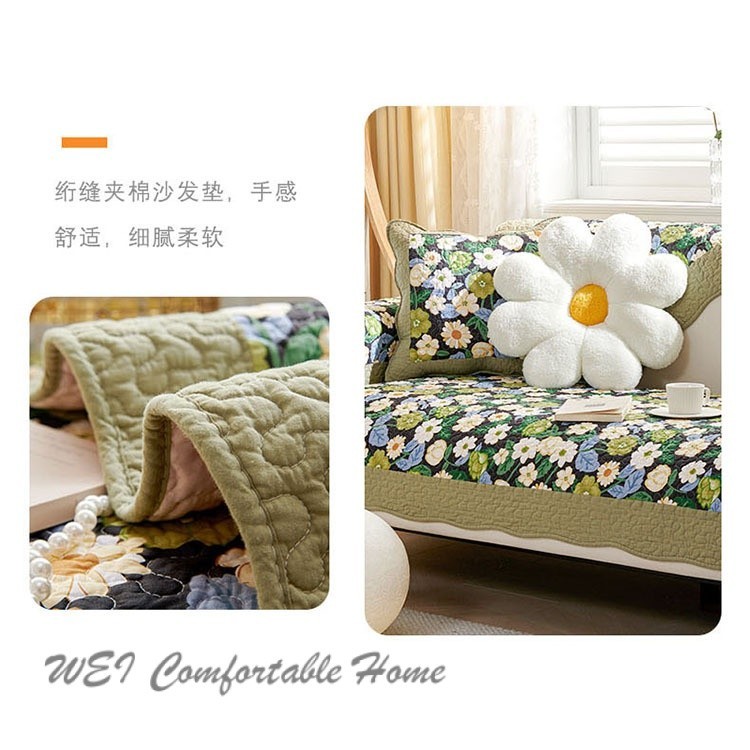 Phong Cách Pháp Nguyên Chất Cotton Sofa Đệm Vải Chống Trơn Trượt Mục Vụ Tươi Sofa Bao Khăn Bốn Mùa Đa Năng Sofa Đệm