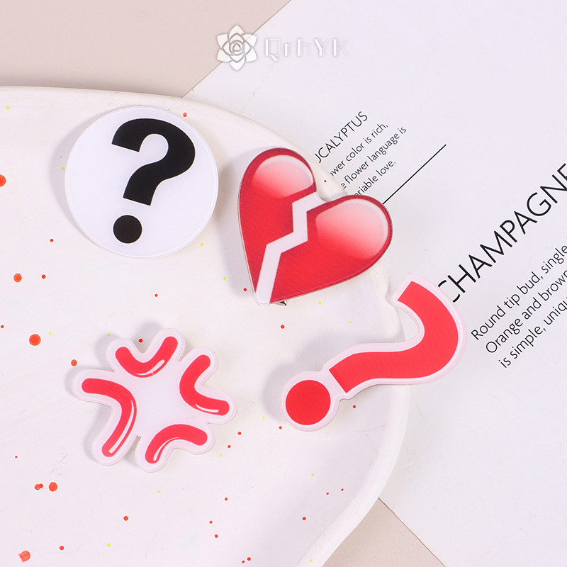 Qrhyk Tức Giận Biểu Hiện Thả Tóc Heartbroken Acrylic Kẹp Tóc Ngộ nghĩnh Bên Kẹp Mỏ Vịt Kẹp Nổ Bên Kẹp Phụ Kiện Tóc Mới