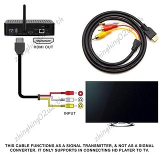 1 Đầu Nối Adapter 5Ft / HDMI Tương Thích Nam Sang 3-RCA Video Âm Thanh AV Cáp Cho TV HDTV