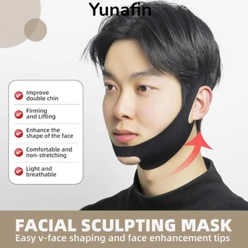 YUNAFIN Nâng dòng chữ V, Giảm chảy xệ Hỗ trợ giấc ngủ Máy định hình khuôn mặt, Giảm tốc cằm đôi với độ đàn hồi cao Phù hợp với dụng cụ hỗ trợ ngủ ban đêm có thể tái sử dụng để điều chỉnh thở miệng