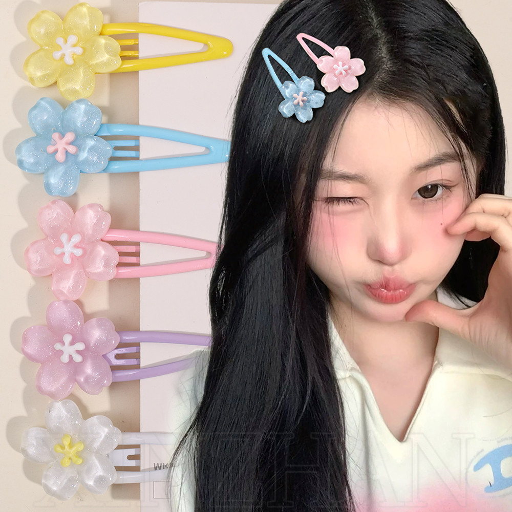 Thời Trang Hàn Quốc Ngọt Ngào Dễ Thương - 5 Cái / bộ Kẹp Tóc Hình Hoa Nữ - Kẹp Tóc Hoa Anh Đào Màu Kẹo - Girls Side Bangs BB Barrettes - Phụ Kiện Tóc Phổ Biến