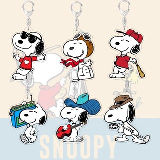 Móc khóa Acrylic Snoopy Hoạt hình Túi dễ thương Trang trí Schoolbag Mặt dây chuyền nhỏ Quà tặng Vòng chìa khóa