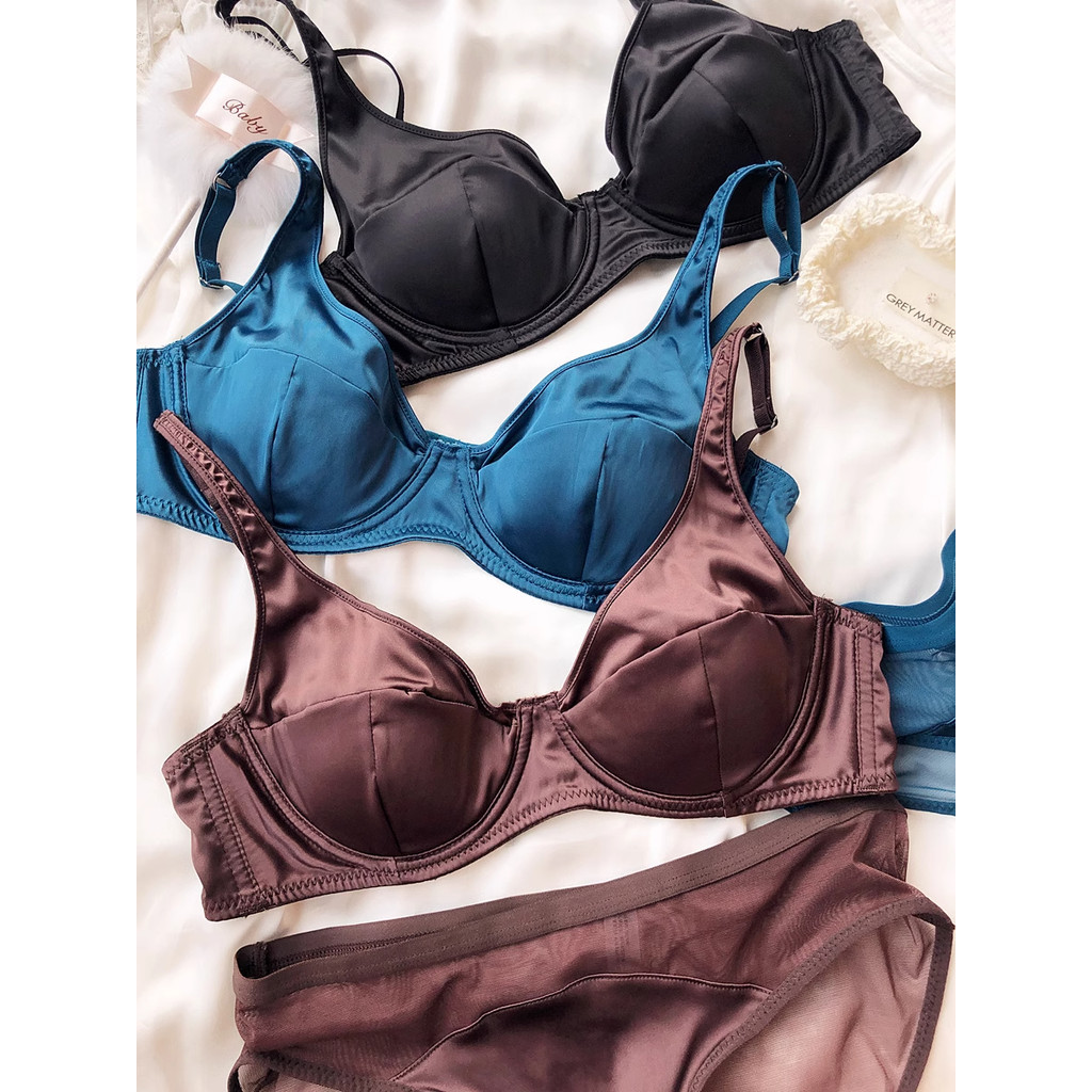 Bộ áo ngực đẩy bằng thép mềm mỏng Satin kiểu Pháp liền mạch gợi cảm