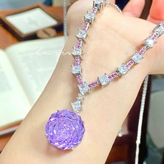 Châu Âu Mỹ ins Phong Cách Mới Hình Bát Giác Thiên Niên Kỷ Hoa Hồng Cắt Tím Kim Cương Màu Kim Cương Phù Hợp Với Nữ