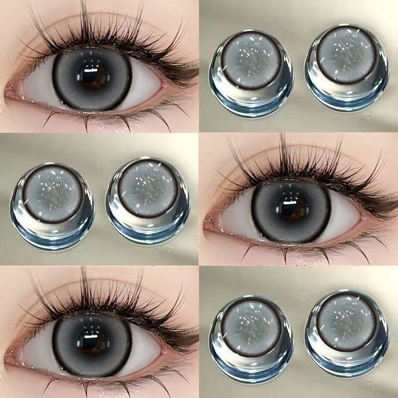 1 cặp (2 chiếc) Ống kính tiếp xúc Black Blue DIA:14.0mm/14.2mm/14.5mm Độ cận thị (0 ~ -6.00) Sử dụng: Ống kính 12 tháng 19