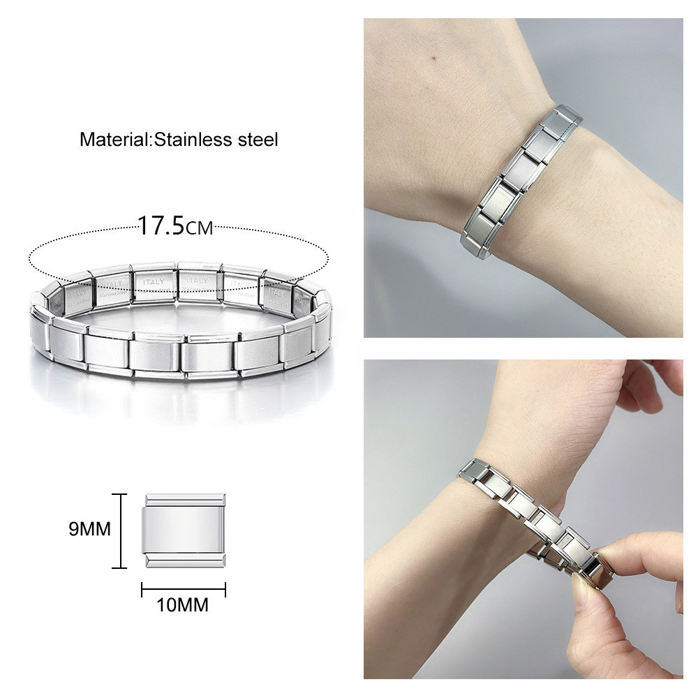 Vòng tay mô-đun bằng thép không gỉ, 18 chiếc Vòng tay mô-đun nối Ý DIY