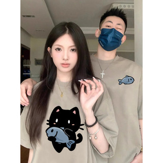 Hiixiivi Thương Hiệu Mới 100% Cotton Unisex Áo Thun Nữ Tay Ngắn Nam Nữ Baggy Cổ Tròn Rời In Độc Đáo Cặp Đôi Tee
