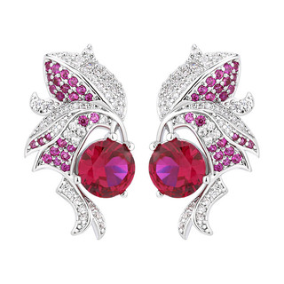 Châu Âu Mỹ ins Phong Cách Mới Đính Kim Cương Đỏ Corundum Xanh Spinel Bông Tai Nữ