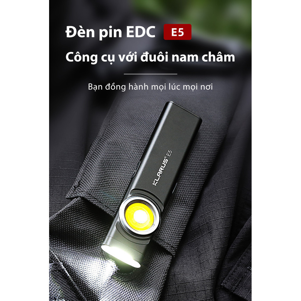 Đèn pin mini KLARUS E5 độ sáng 600 lumens chiếu xa 42m sử dụng 2 LED ...