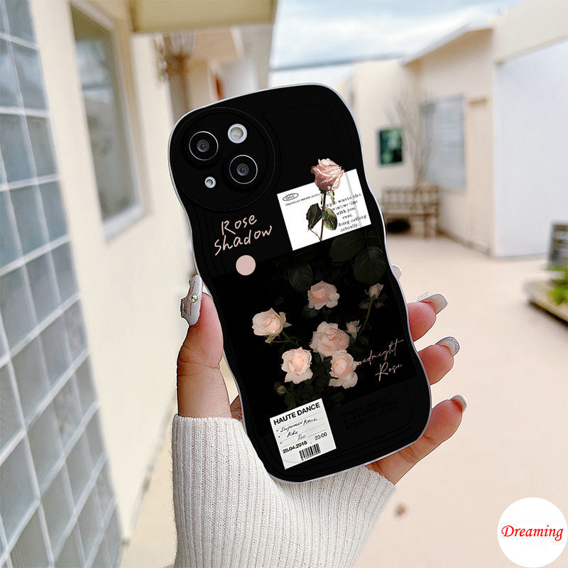 Ốp Lưng Cho Redmi Note 13 12 11 10 9 8 7 6 5 Poco X5 M3 Pro C65 C50 C55 C31 A3 A1 A2 Plus 13C 12C 11A 10C 9C 9A 9T Hình Bầu Dục Mắt Lớn Họa Tiết Sóng Màu Trắng Hoa Hồng Hồng
