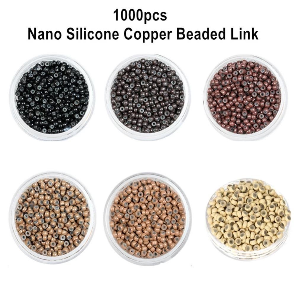 LACYES 1000 Chiếc Nhẫn Nano Silicon, Nhẫn Tóc Quyến Rũ Nhẫn Đồng Có Silicon, DIY Micro Hạt Dụng Cụ Nối Dài Tóc Dreadlock Lót Hạt Tóc Salon