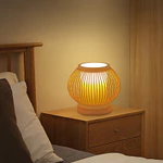 Đèn bàn tre thủ công Đèn lồng Nhật Bản, Chụp đèn tre, Đế gỗ tự nhiên, Đèn bàn trang trại mộc mạc, Đèn ngủ phòng ngủ cổ điển Đèn đọc sách đầu giường — ảnh 7