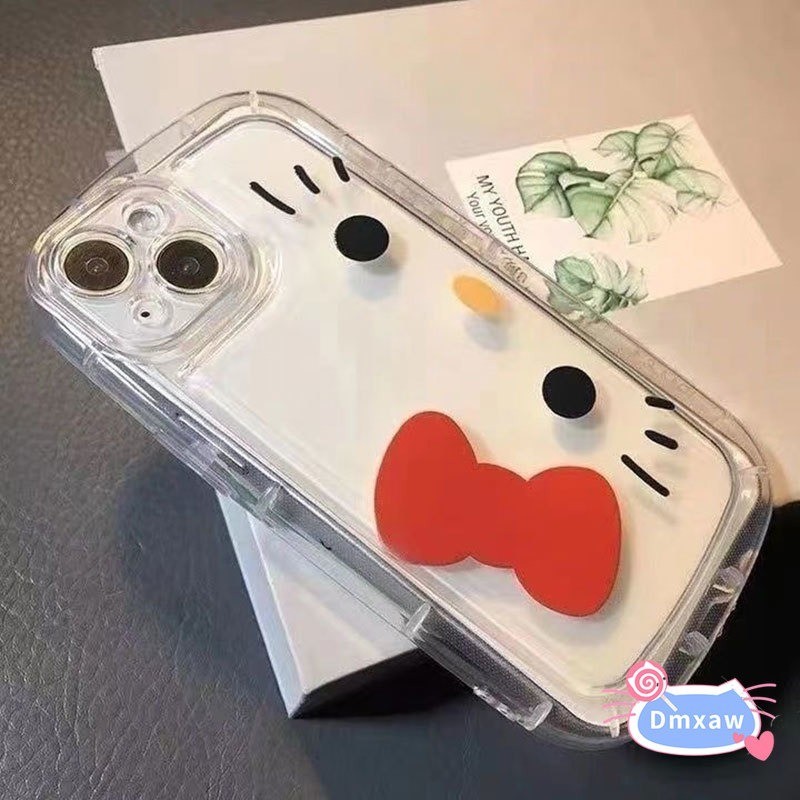 Ốp Điện Thoại Mèo Kitty Dễ Thương Cho iPhone 15 14 13 11 12 Pro Max X XR Xs Max 8 7 6 6s Plus SE 2020 Ốp Mềm Đệm Khí Trong Suốt Mèo Kitty Chống Rơi Cô Gái Y2K Vỏ Chống Sốc