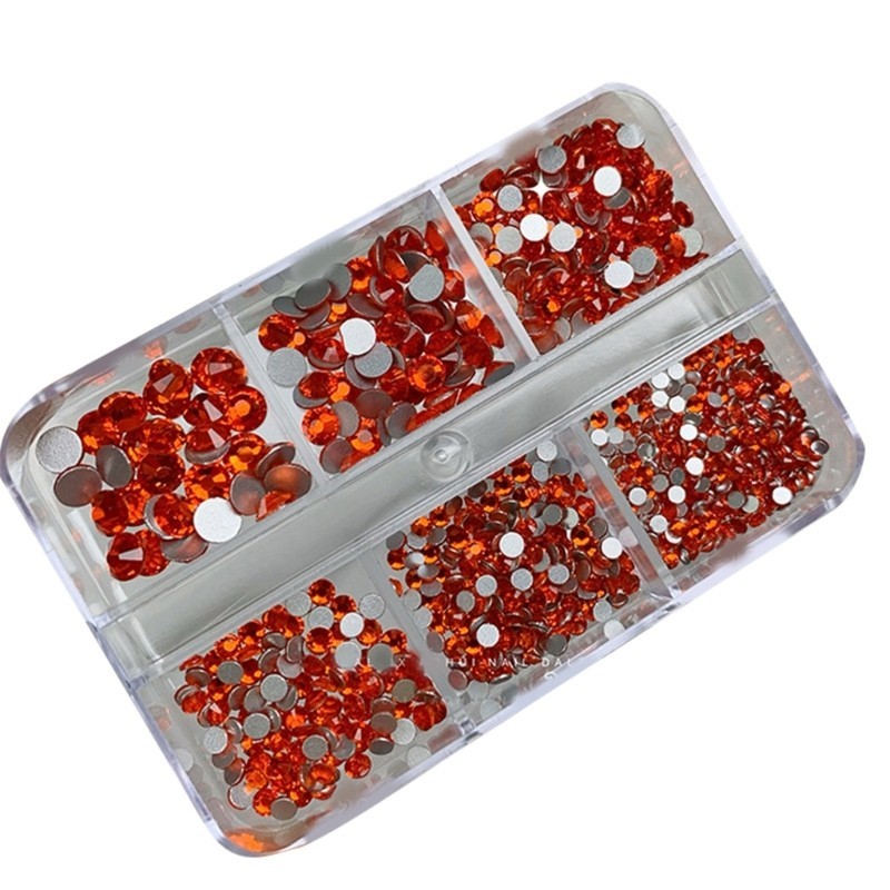 Richh 6 Lưới 3D Pha Lê Đá Quý Trang Sức Tròn Kim Cương Giả DIY Làm Móng Tay Trang Trí Móng Tay