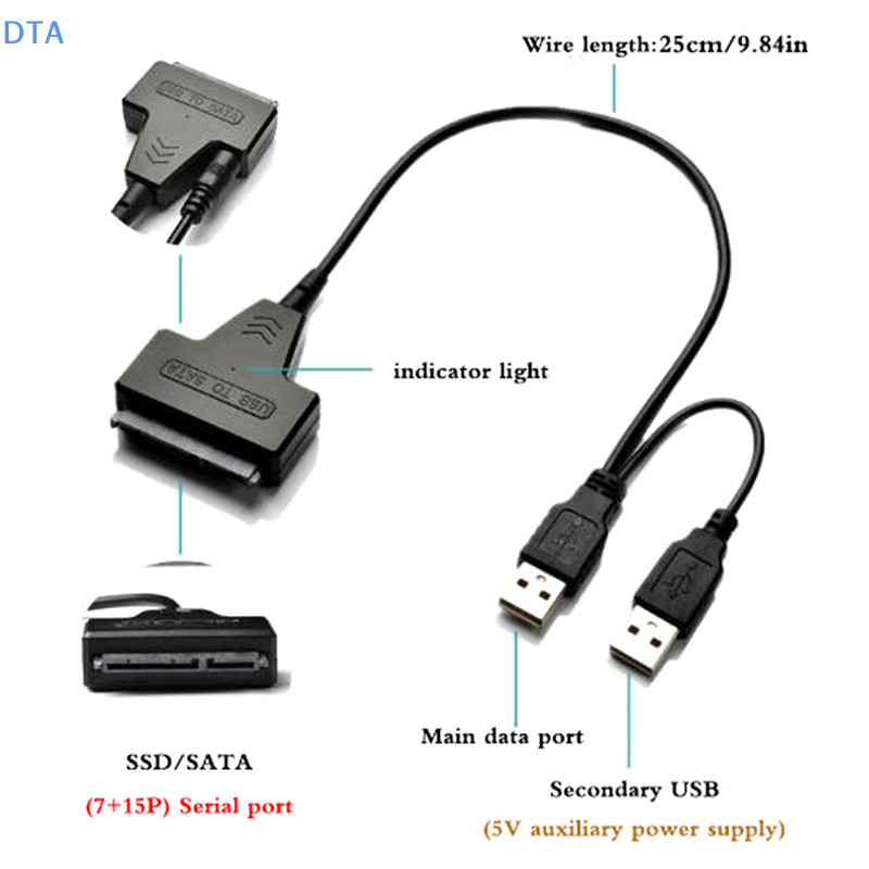 Cáp SATA DTA Cho Laptop SSD 2.5 Inch Để Bàn HDD Ổ Cứng Ngoài USB 3.0 PO