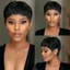 DELMER Pixie Cut Tóc Giả, Chịu Nhiệt, Ngắn Thẳng, Vô Hình Lớp, Tóc Giả Tổng Hợp Lông Tơ Châu Phi Kèm Mái, Dùng Hàng Ngày