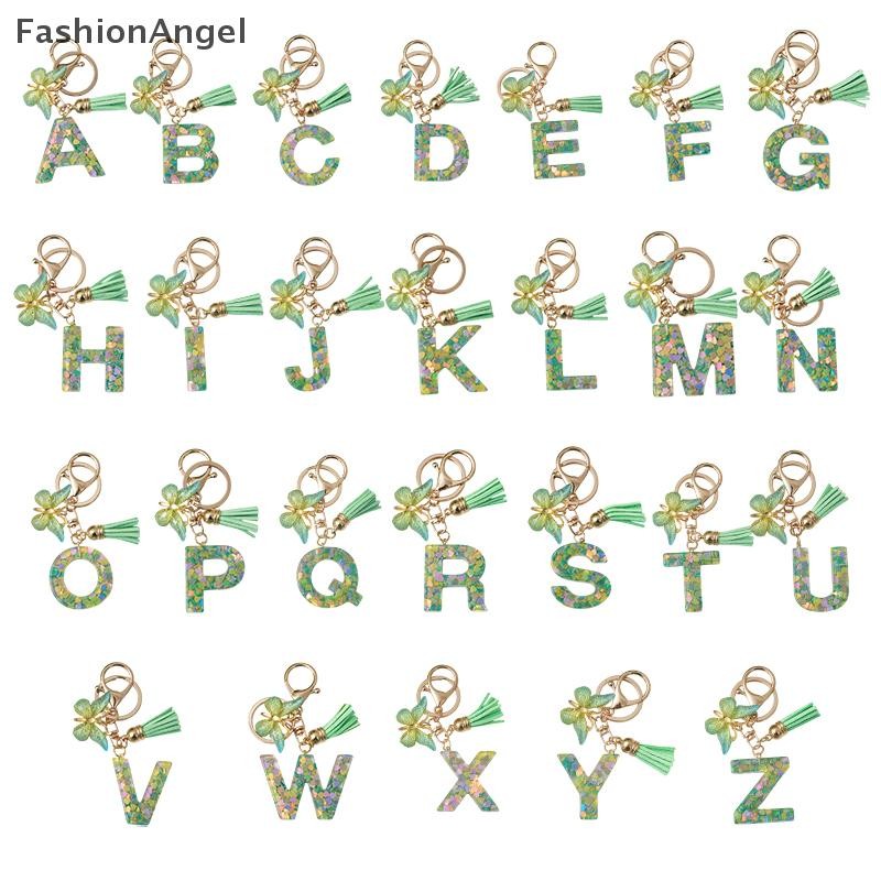 FashionAngel A-Z Ban Đầu Chữ Móc Khóa Xanh Lá Chữ Quyến Rũ Túi Mặt Dây Chuyền Cặp Đôi Chìa Khóa Mặt Dây Chuyền Cho Bạn Bè Quà Tặng VN
